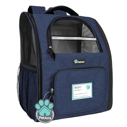 Dog Backpack Carrier Airline Approved Cat Pet Puppy Bag (Heather Navy)
