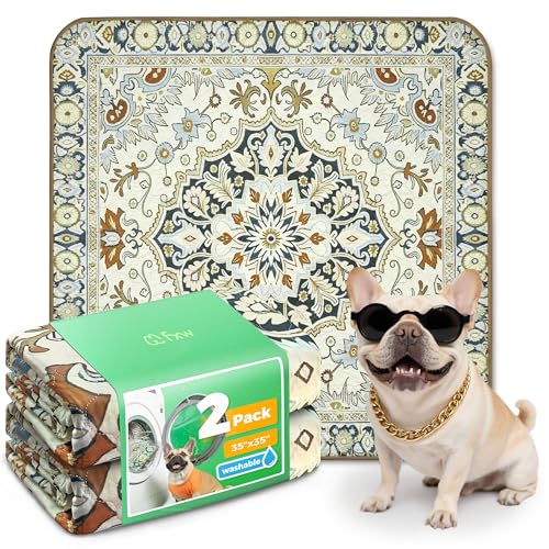 Washable Pee Pads for Dogs (Boho Beige / 35" Square (2 Packs))