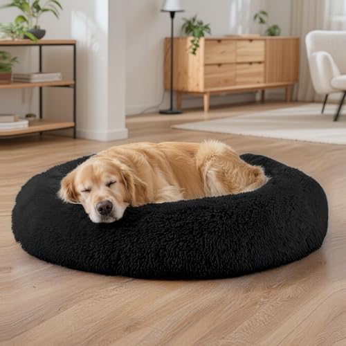 Dog Beds Large Sized Dog and Cats (Black / 32.0"L x 32.0"W x 8.0"Th)