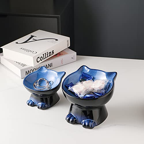 Elevated Cat Bowls (4.5 OZ+8 OZ / Blue & Black)