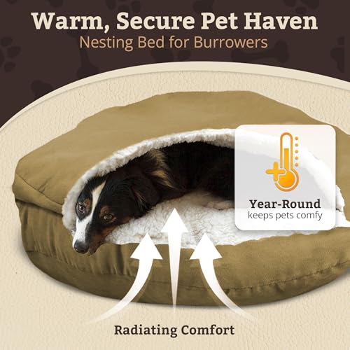 Cozy Cave Dog Bed (45.0"L x 45.0"W x 8.0"Th / Khaki)