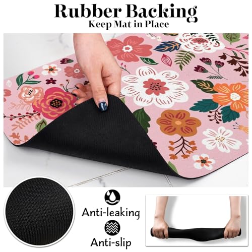 Dog Food Mats for Floors (Pink / 20"L x 12"W)