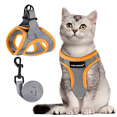 Gray Escape Proof Cat Harness & Leash Set (Gray / XL(Chest 14-16"))