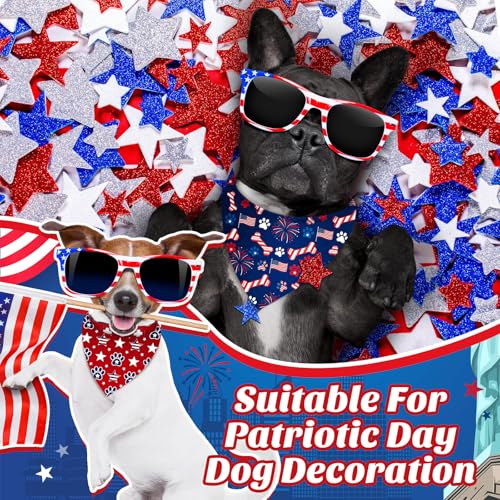 50 Pcs 4th of July Dog Bandanas Bulk Patriotic Paw Prints Pattern (25.6 x 17.7 x 17.7 Inch / Patriotic Paw Print)