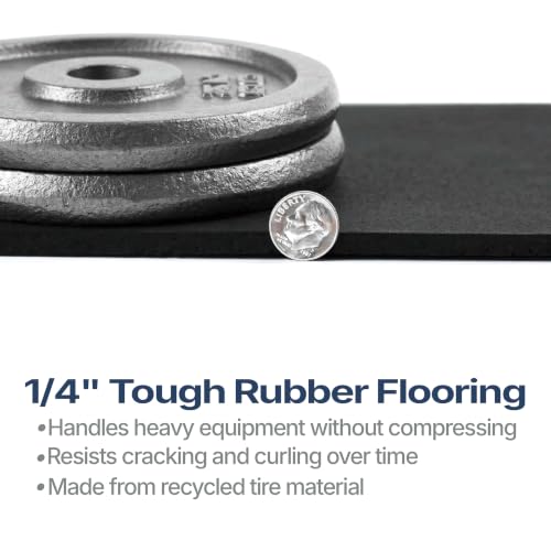 Traxxon by FlooringInc Rubber Gym Flooring Roll (Black / 5 - 120"L x 48"W x 0.3"Th Mats)
