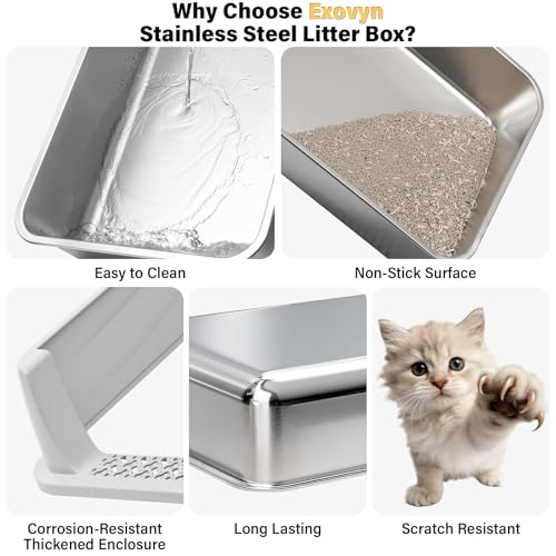 Stainless Steel Litter Box with Lid (Small)