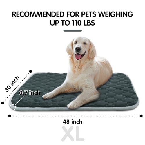 Dog Bed Mat Crate Pad (48.0"L x 30.0"W x 0.7"Th / Grey Mat)