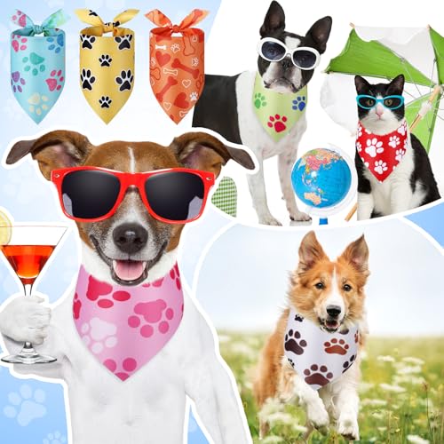 100 Pcs Paw Print Dog Bandanas Bulk (Paw Print / 31.5 x 21.7 x 21.7 Inch)