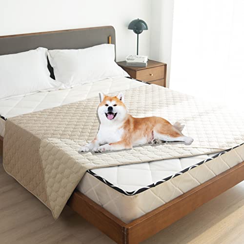 Waterproof Pet Blanket for Bed (52x82 Inch (Pack of 1) / Dark Beige/Light Beige)