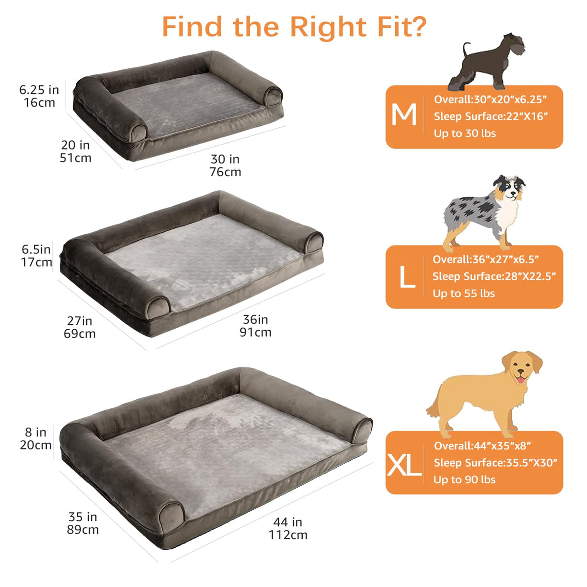 Dog Bed with Premium Foam (Sofa-Style Bed / Extra Large / Taupe)