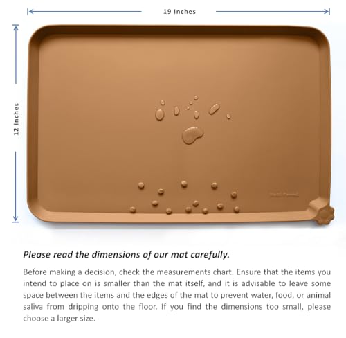 Silicone Pet Food Mats Tray (19"L x 12"W / Butterscotch)