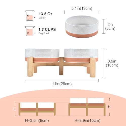 Elevated Dog Bowls Ceramic (5.1 in - 1.7 cups / Pattern White)