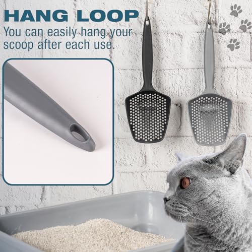 Set of 2 Cat Litter Scoop with Small Holes for Fine Litter (Set of 2 / Black)