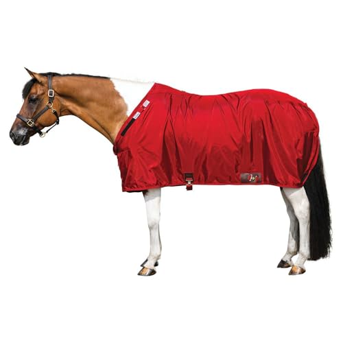 Dura Nylon Horse Stable Sheet (Horse Size 70 / V-Free | Closed Front | Legstrap / Red)