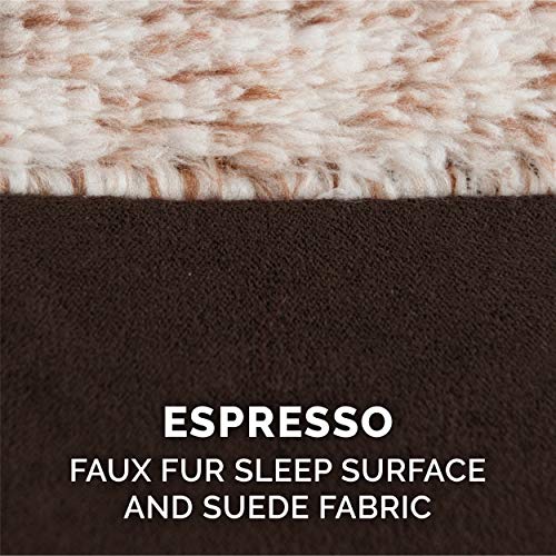 Cooling Gel Dog Bed for Large Dogs w (Jumbo Plus / (Two-Tone Faux Fur & Suede) Espresso)