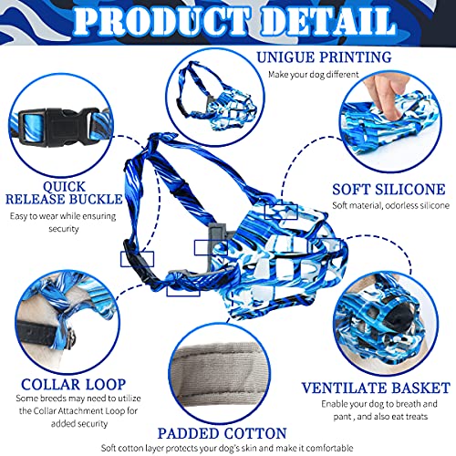 Basket Dog Muzzle for Small Medium Large Dogs to Prevent Biting (6 (Snout 13¾-15½") / Bluewhite)