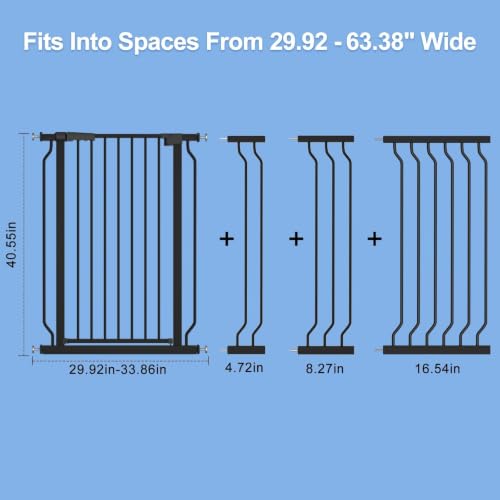40.55" Extra Tall Baby Dog Pet Gate 29.92 (Black / 29.92-63.38"/76-161cm)