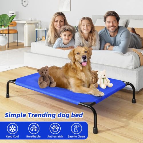 Raised Dog Bed for Large Dogs (47.75"L x 30.5"W x 8"Th / Blue)