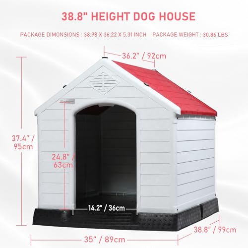 Large Dog House (Red / 38.8"L x 35"W x 37.4"H)