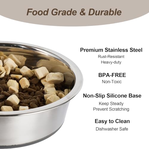 Dog Bowls Food Grade Stainless Steel for Food and Water (Black / 3 Cup)