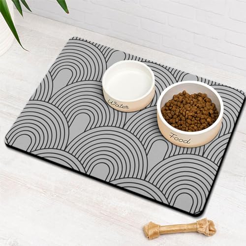 Dog Food Mats for Floors Absorbent (S(12"×20") / 01-Light Grey)