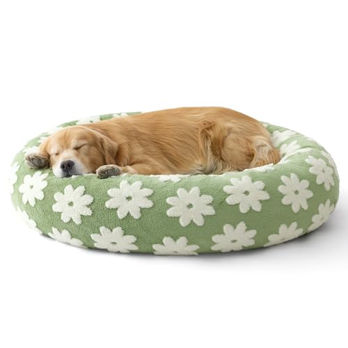Shown on TV Jacquard Donut Dog Beds Extra Large (42.0"L x 42.0"W x 9.0"Th / Flower Garden Green)