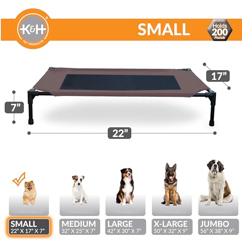 K&H Outdoor Elevated Dog Bed for Small Pets (Chocolate/Black Mesh / Small 22"L x 17"W)