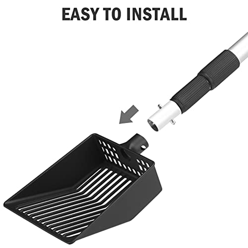 Metal Cat Litter Scoop Adjustable Long Handle Stainless Steel (21"-40"(Adjust by rotating))