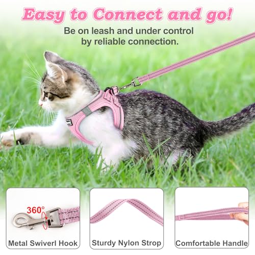 Cat Harness and Leash for Walking Escape Proof (M / NPink)