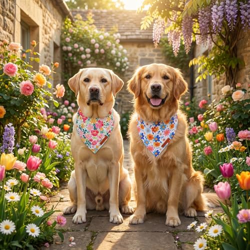 Flower Dog Bandanas Girl Boy (X-Large / Floral)
