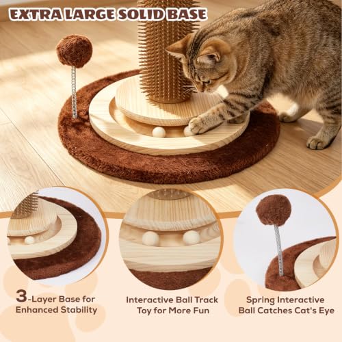 46" Extra Tall Cat Scratching Post with Toy for Large and Adult Indoor Cats (Brown(46" Tall))