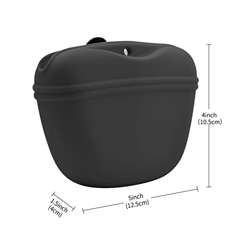 Silicone Dog Treat Pouch with Clicker Magnetic Closure Secure Clip (2 Pack / Dark grey+Hunter green)
