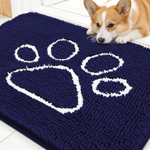 Dog Door Mat for Muddy Paws 30x20 (Navy Blue / 30" X 20")