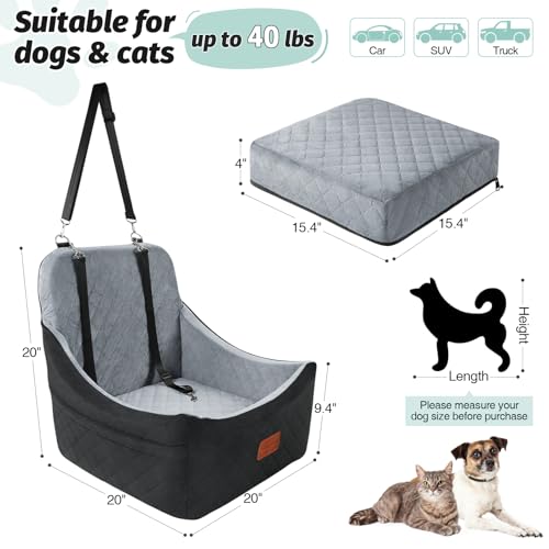 Dog car seat for Medium Dogs (Black/Grey / Medium)