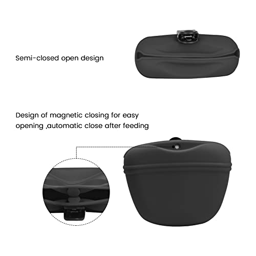 Silicone Dog Treat Pouch with Clicker Magnetic Closure Secure Clip (2 Pack / Dark grey+Hunter green)