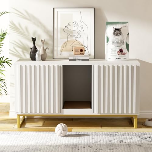 Double Litter Box Enclosure (White / 47.6"L x 21.5"W x 26"H)