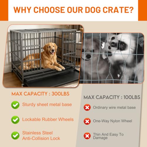 Indestructible Dog Crate Cage Kennel (Metal 47"-round tube)