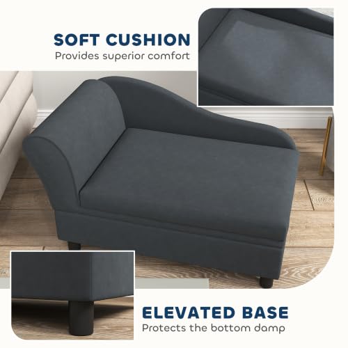 Luxury Fancy Dog Couch with Hidden Storage (Dark Gray)
