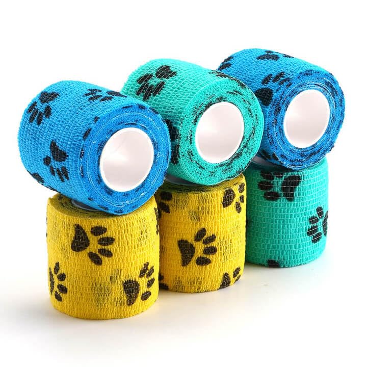 Pet Wrap Self (2 Inch (Pack of 6) / Pawprints A, 2 of Each Color)