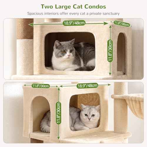 75in Tall Cat Tree Tower for Indoor Cats (Beige / 75 inch)