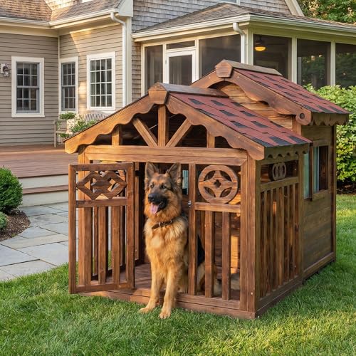Deluxe Outdoor Dog House (Wood-Style4 / 5XL)