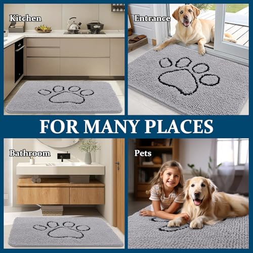 Dog Door Mat for Muddy Paws 48x30 (Light Grey / 48" X 30")