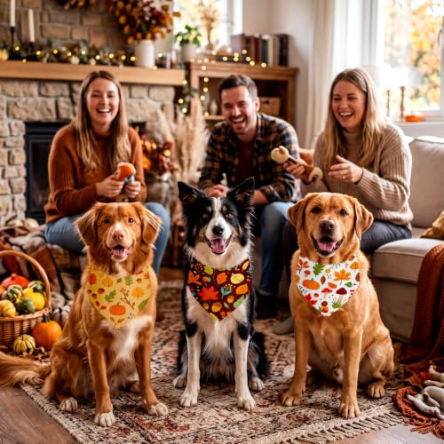 100 Pcs Fall Dog Bandanas Bulk for Thanksgiving Autumn Medium (Fall Plant / 25.6 x 17.7 x 17.7 Inch)