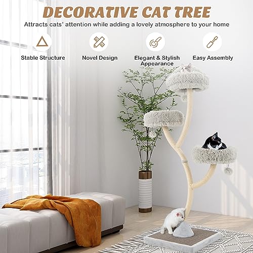 70" Tall Cat Tree (Grey)