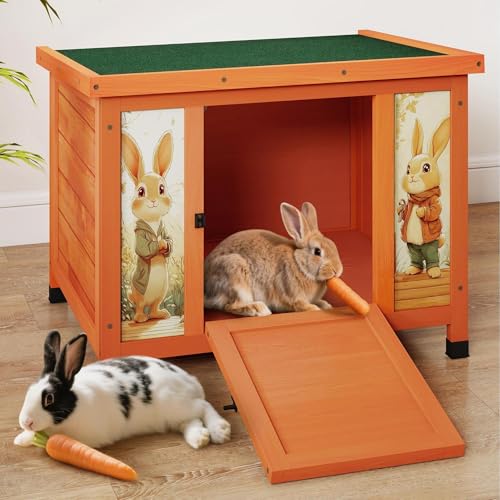 24 Inch Rabbit Hutch Outdoor (Orange w/printing / Middle)