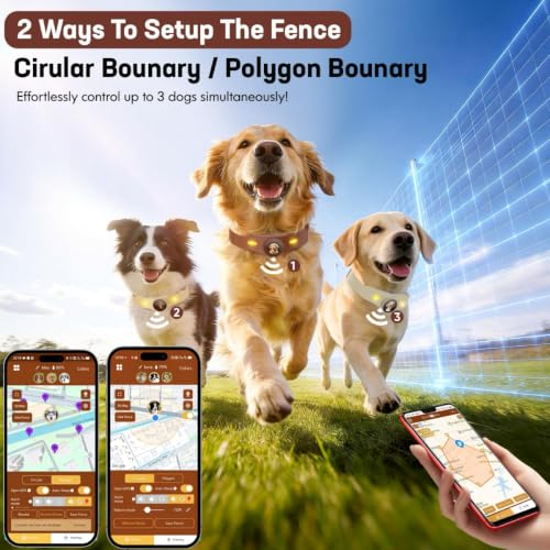 GPS Wireless Dog Collar Fence System with Free App Electric Dog Fence