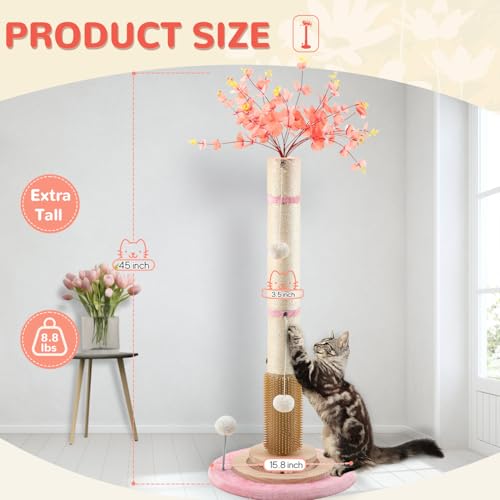 45'' Tall Cat Scratching Post Tree (pink-45inch)