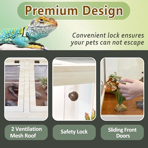 Reptile Enclosure with Leg (Oak / 48"x20"x20",82Gallons)