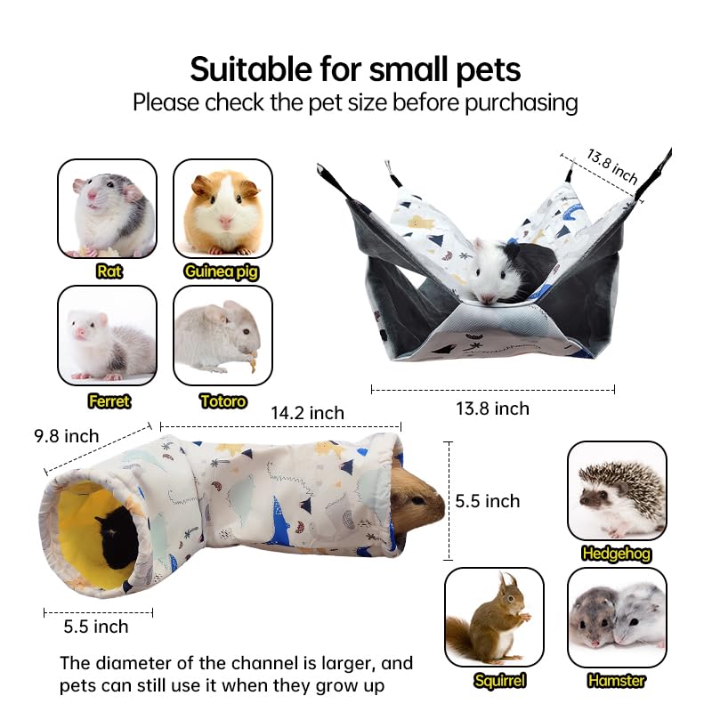 Large Caliber Guinea Pig & Rat Tunnel Hideout & Hammock (1. Hammock&Tunnel-dinosaur)