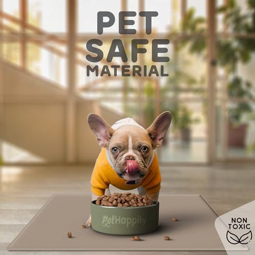 Dog Food Mat 28x18 Raised Edges Dogs Mat for Food and Water Prevent Spill (28" x 18" / Cookie)